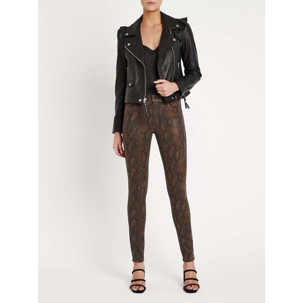 Brown PAIGE Hoxton Ultra Skinny Coated Snake Jean | Snakeskin - (Size 30)